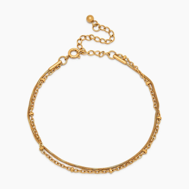 Layered Bracelet with Ball Chain and Snake Chain